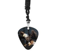 Rrtsmsgh 3D Bald Eagle Guitar Pick Necklace for Men & Women, Titanium Steel Guitar Plectrum Pendant, Music Lover Gift for Guitarists, Musicians, Rock Fans