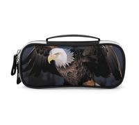 Rrtsmsgh 3D Bald Eagle Pencil Case Large Capacity, Small PU Leather Makeup Bag with Zipper & Handle, Portable Pencil Pouch for Office, Cosmetic Storage
