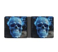 Rrtsmsgh 3D Print Blue Skull Wallet for Men & Women Ultra Slim PU Leather Bifold Wallet, Credit Card Holder for Travel