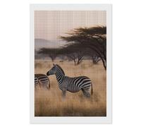 Rrtsmsgh Africa Grassland Zebra Diamond Painting for Adults, Vertical Square 5D Diamond Painting Kit, DIY Full Drill Crafts Kits for Home Wall Decor, 8"x12"