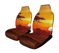 Rrtsmsgh African Animal Sunset Car Seat Cover Front Seats Protector - Universal Fit, Non-Slip & Stretch 2PCS Automotive Seat Covers for Sedans, SUVs, Trucks