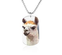 Rrtsmsgh Alpaca Avatar Necklace Titanium Steel Rectangle Pendants, Chain Necklace Jewelry Gift for Men Women