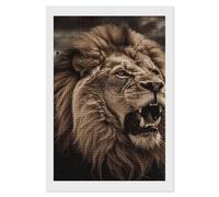 Rrtsmsgh Angry Lion Diamond Painting for Adults, Vertical Square 5D Diamond Painting Kit, DIY Full Drill Crafts Kits for Home Wall Decor, 8"x12"