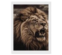 Rrtsmsgh Angry Lion Diamond Painting for Adults, Vertical Square 5D Diamond Painting Kit, DIY Full Drill Crafts Kits for Home Wall Decor, 12"x16"