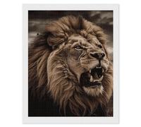 Rrtsmsgh Angry Lion Diamond Painting for Adults, Vertical Square 5D Diamond Painting Kit, DIY Full Drill Crafts Kits for Home Wall Decor, 16"x20"