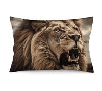 Rrtsmsgh Angry Lion Pillow Cover, Rectangle Throw Pillowcase with Hidden Zipper, Soft Plush Pillow Case for Sofa Bed, Living Room Decor, 12 "x20