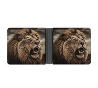 Rrtsmsgh Angry Lion Wallet for Men & Women Ultra Slim PU Leather Bifold Wallet, Credit Card Holder for Travel