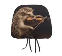 Rrtsmsgh Animal Hedgehog Music Violin Car Headrest Covers Universal 11 X 10.6 Inch - Soft Elastic Head Rest Cover, 2 Pack Car Headrest Protector for Women Men