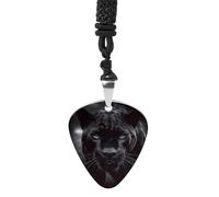 Rrtsmsgh Animal Panther Guitar Pick Necklace for Men & Women, Titanium Steel Guitar Plectrum Pendant, Music Lover Gift for Guitarists, Musicians, Rock Fans