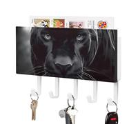 Rrtsmsgh Animal Panther Key Holder Wall Mounted, PU Leather Key Holder with 5 Hooks & Mail Organizer, Vintage Keys Rack for Hallway, Entryway, Kitchen