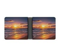 Rrtsmsgh Beach Sunset Waves Wallet for Men & Women Ultra Slim PU Leather Bifold Wallet, Credit Card Holder for Travel