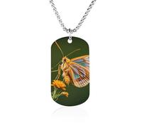 Rrtsmsgh Beautiful Moth Wings Necklace Titanium Steel Rectangle Pendants, Chain Necklace Jewelry Gift for Men Women