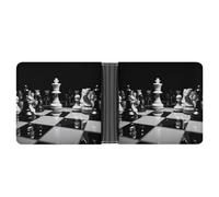 Rrtsmsgh Black And White Chess Wallet for Men & Women Ultra Slim PU Leather Bifold Wallet, Credit Card Holder for Travel
