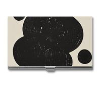 Rrtsmsgh Black & White Big Dot Business Card Holder, Ultra Slim Aluminum Business Card Case, Portable Sleek Metal Wallet for Men & Women
