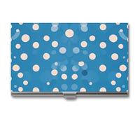 Rrtsmsgh Blue Polka Dot Pattern Business Card Holder, Ultra Slim Aluminum Business Card Case, Portable Sleek Metal Wallet for Men & Women