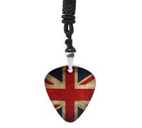 Rrtsmsgh British Flag Guitar Pick Necklace for Men & Women, Titanium Steel Guitar Plectrum Pendant, Music Lover Gift for Guitarists, Musicians, Rock Fans