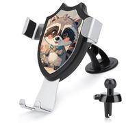 Rrtsmsgh Cartoon Cute Raccoon Car Phone Holder, Universal Adjustable Auto Phone Holder - Strong Suction Cup, Air Vent Cellphone Stand Car Mount for 4-6 Inch Phones