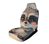 Rrtsmsgh Cartoon Cute Raccoon Car Seat Cover Front Seats Protector - Universal Fit, Non-Slip & Stretch 1PCS Automotive Seat Covers for Sedans, SUVs, Trucks