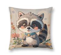 Rrtsmsgh Cartoon Cute Raccoon Pillow Covers, Square Throw Pillow Case with Hidden Zipper, Soft Double-Sided Decorative Pillowcases for Couch Sofa Bedroom Car, 12 "x12
