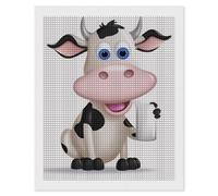 Rrtsmsgh Cartoon Milk Cow Diamond Painting for Adults, Vertical Square 5D Diamond Painting Kit, DIY Full Drill Crafts Kits for Home Wall Decor, 16"x20"