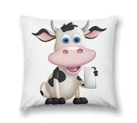 Rrtsmsgh Cartoon Milk Cow Pillow Covers, Square Throw Pillow Case with Hidden Zipper, Soft Double-Sided Decorative Pillowcases for Couch Sofa Bedroom Car, 16 "x16