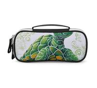Rrtsmsgh Cartoon Turtle Pattern Pencil Case Large Capacity, Small PU Leather Makeup Bag with Zipper & Handle, Portable Pencil Pouch for Office, Cosmetic Storage