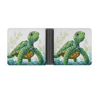 Rrtsmsgh Cartoon Turtle Pattern Wallet for Men & Women Ultra Slim PU Leather Bifold Wallet, Credit Card Holder for Travel