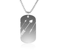 Rrtsmsgh Cartoon White Arrow Necklace Titanium Steel Rectangle Pendants, Chain Necklace Jewelry Gift for Men Women