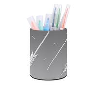 Rrtsmsgh Cartoon White Arrow Pen Holder for Desk - PU Leather Desk Organizer Minimalist Pencil Cup Round Makeup Brush Holder Decorative Pencil Holder for Office & Home