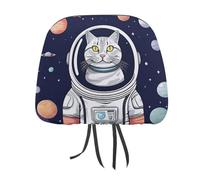 Rrtsmsgh Cat in Spacess Car Headrest Covers Universal 11 X 10.6 Inch - Soft Elastic Head Rest Cover, 2 Pack Car Headrest Protector for Women Men