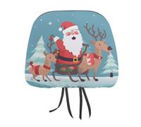 Rrtsmsgh Christmas Deer Santa Claus Car Headrest Covers Universal 11 X 10.6 Inch - Soft Elastic Head Rest Cover, 2 Pack Car Headrest Protector for Women Men