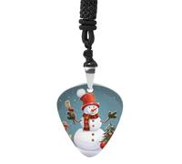 Rrtsmsgh Christmas Snowman Guitar Pick Necklace for Men & Women, Titanium Steel Guitar Plectrum Pendant, Music Lover Gift for Guitarists, Musicians, Rock Fans