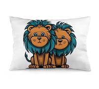 Rrtsmsgh Clipart Lion Pillow Cover, Rectangle Throw Pillowcase with Hidden Zipper, Soft Plush Pillow Case for Sofa Bed, Living Room Decor, 12 "x20