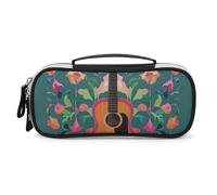 Rrtsmsgh Color Acoustic And Guitar Pencil Case Large Capacity, Small PU Leather Makeup Bag with Zipper & Handle, Portable Pencil Pouch for Office, Cosmetic Storage