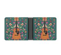 Rrtsmsgh Color Acoustic And Guitar Wallet for Men & Women Ultra Slim PU Leather Bifold Wallet, Credit Card Holder for Travel