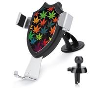 Rrtsmsgh Colorful Cannabis Leaves Car Phone Holder, Universal Adjustable Auto Phone Holder - Strong Suction Cup, Air Vent Cellphone Stand Car Mount for 4-6 Inch Phones