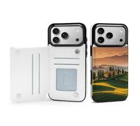 Rrtsmsgh Compatible with iPhone 17 Pro Max Wallet Case with Card Holder, Durable Shockproof Phone Cover PU Leather Italy Tuscan Phone 17 Case for Women Men