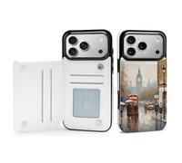 Rrtsmsgh Compatible with iPhone 17 Pro Max Wallet Case with Card Holder, Durable Shockproof Phone Cover PU Leather London Impression Phone 17 Case for Women Men