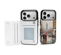 Rrtsmsgh Compatible with iPhone 17 Pro Wallet Case with Card Holder, Durable Shockproof Phone Cover PU Leather London Impression Phone 17 Case for Women Men