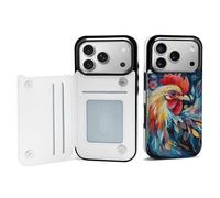 Rrtsmsgh Compatible with iPhone 17 Pro Wallet Case with Card Holder, Durable Shockproof Phone Cover PU Leather Art Colorful Chicken Phone 17 Case for Women Men