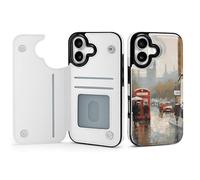 Rrtsmsgh Compatible with iPhone 17 Wallet Case with Card Holder, Durable Shockproof Phone Cover PU Leather London Impression Phone 17 Case for Women Men