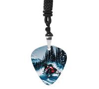 Rrtsmsgh Cool Snowmobile Guitar Pick Necklace for Men & Women, Titanium Steel Guitar Plectrum Pendant, Music Lover Gift for Guitarists, Musicians, Rock Fans