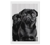 Rrtsmsgh Cute Black Pug Dog Diamond Painting for Adults, Vertical Square 5D Diamond Painting Kit, DIY Full Drill Crafts Kits for Home Wall Decor, 8"x12"