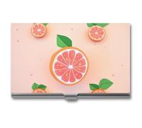 Rrtsmsgh Cute Grapefruit Business Card Holder, Ultra Slim Aluminum Business Card Case, Portable Sleek Metal Wallet for Men & Women