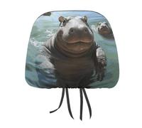Rrtsmsgh Cute Hippos Car Headrest Covers Universal 11 X 10.6 Inch - Soft Elastic Head Rest Cover, 2 Pack Car Headrest Protector for Women Men