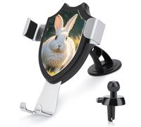 Rrtsmsgh Cute White Rabbit Car Phone Holder, Universal Adjustable Auto Phone Holder - Strong Suction Cup, Air Vent Cellphone Stand Car Mount for 4-6 Inch Phones