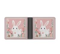 Rrtsmsgh Cute White Rabbit Print Wallet for Men & Women Ultra Slim PU Leather Bifold Wallet, Credit Card Holder for Travel