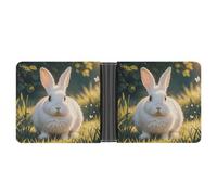 Rrtsmsgh Cute White Rabbit Wallet for Men & Women Ultra Slim PU Leather Bifold Wallet, Credit Card Holder for Travel