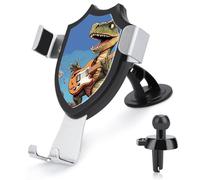 Rrtsmsgh Dinosaur Playing Guitar Car Phone Holder, Universal Adjustable Auto Phone Holder - Strong Suction Cup, Air Vent Cellphone Stand Car Mount for 4-6 Inch Phones