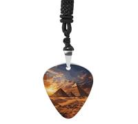 Rrtsmsgh Egyptian Pyramids Guitar Pick Necklace for Men & Women, Titanium Steel Guitar Plectrum Pendant, Music Lover Gift for Guitarists, Musicians, Rock Fans